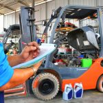 The,Mechanic,Is,Checking,The,Quality,And,Maintenance,Forklift,energy,Fuel